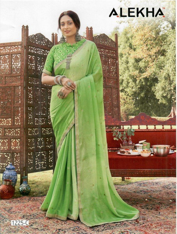 Alekha Network Al-1225-C Green Chiffon Saree