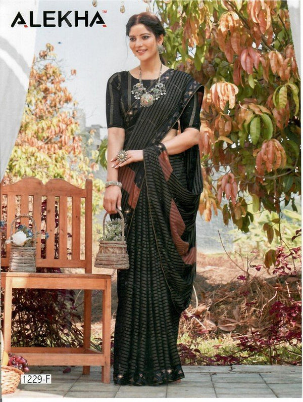 Alekha Network Al-1229-F Black Silk Saree