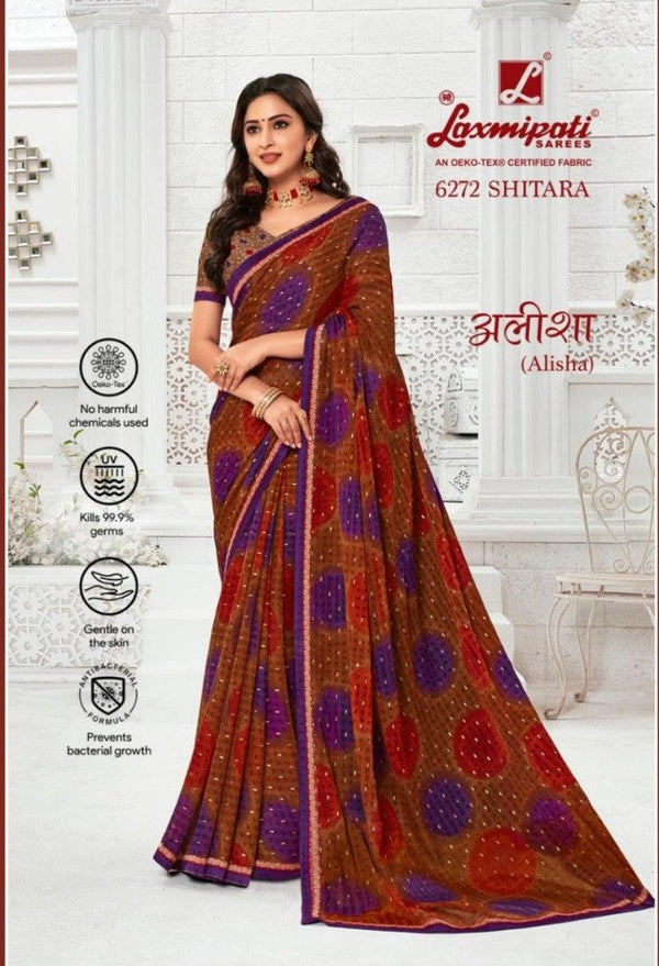 Laxmipati Alisha 6272 Multicolor Chiffon Saree