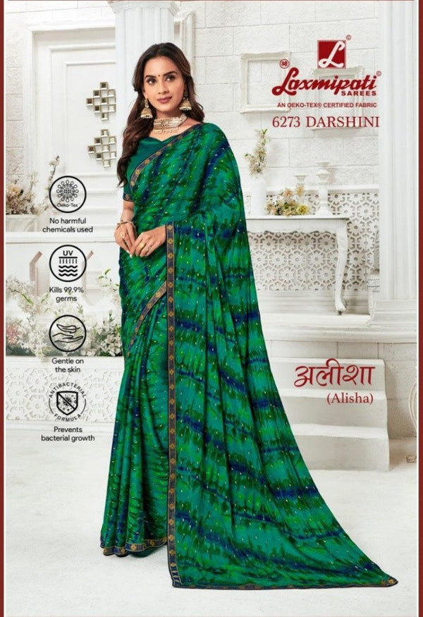 Laxmipati Alisha 6273 Green Chiffon Saree