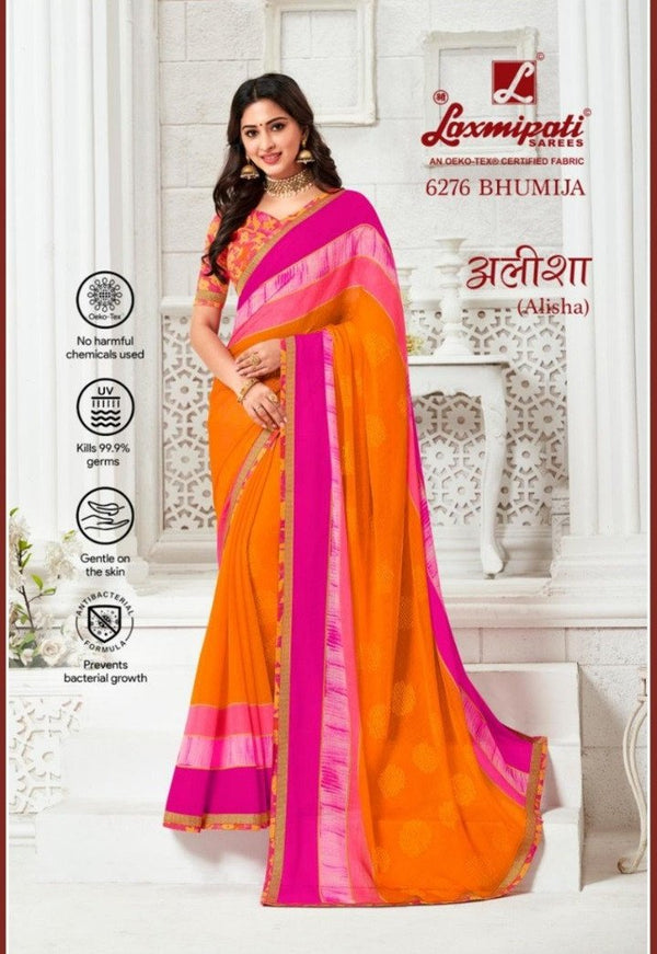 Laxmipati Alisha 6276 Orange Chiffon Saree