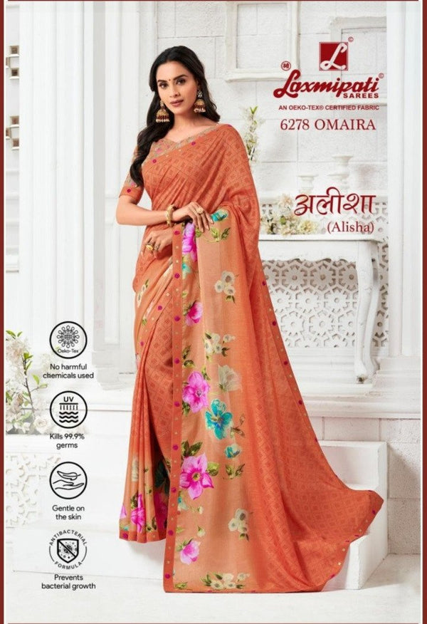 Laxmipati Alisha 6278 Peach Silk Saree