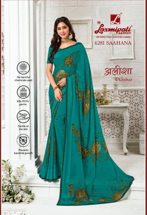 Laxmipati Alisha 6281 Blue Georgette Saree