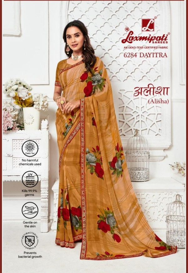 Laxmipati Alisha 6284 Orange Georgette Saree