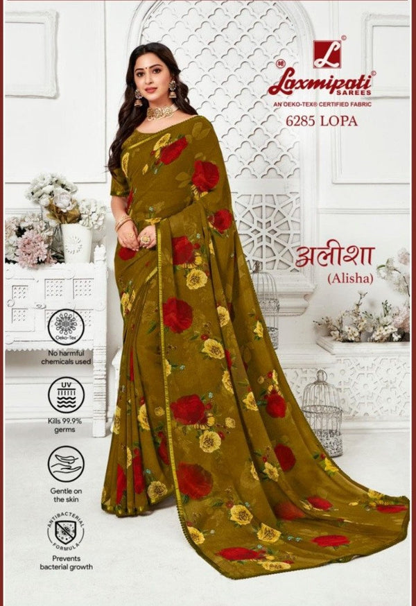 Laxmipati Alisha 6285 Green Georgette Saree