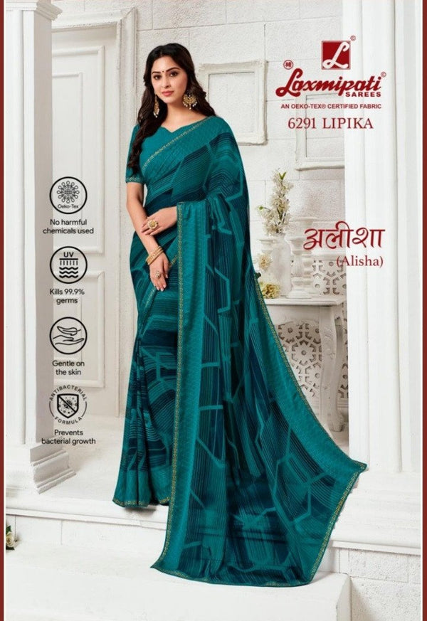 Laxmipati Alisha 6291 Blue Chiffon Saree