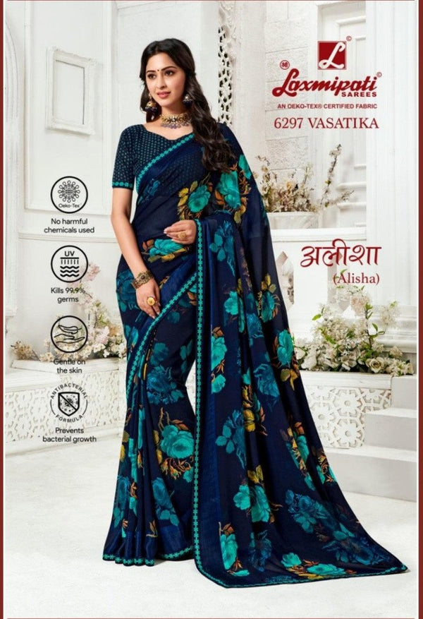 Laxmipati Alisha 6297 Blue Georgette Saree