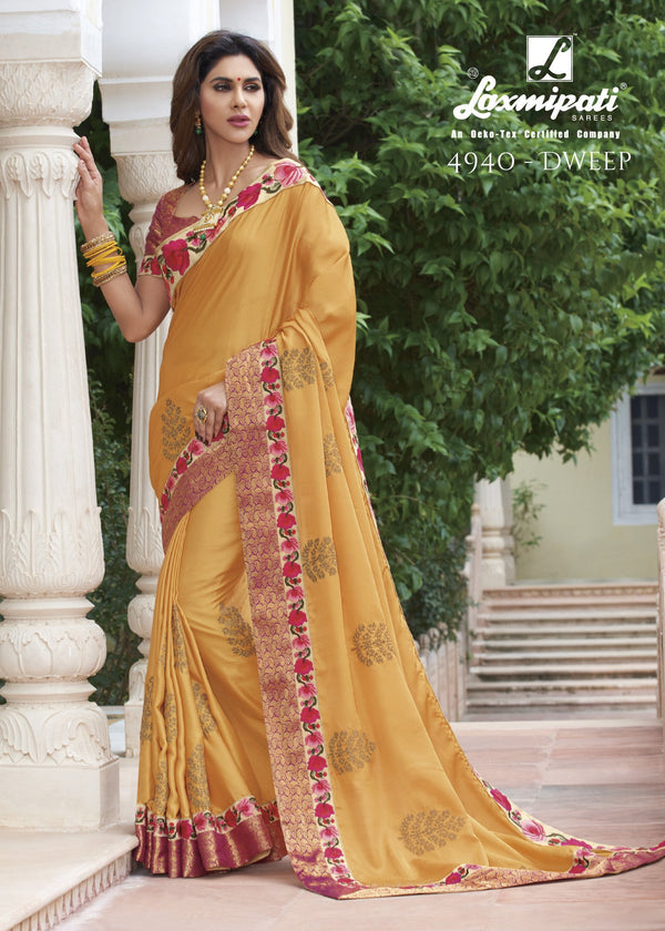 Laxmipati Shyama 4940 Yellow Silk Saree