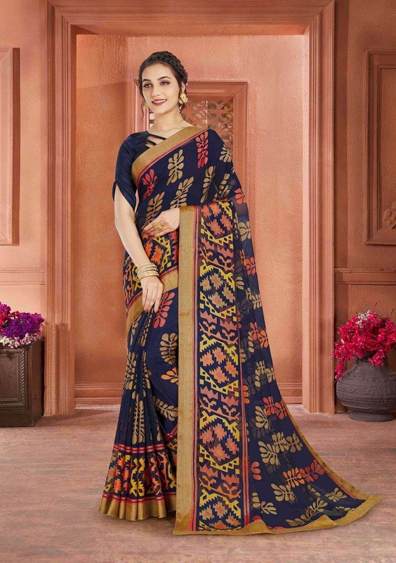 Ambica Aagman Am-S2818 Blue Brasso Saree