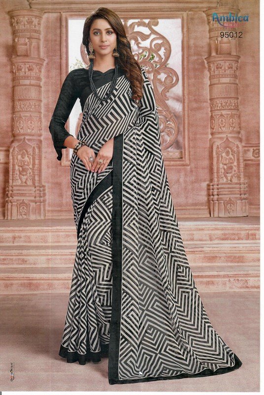 Ambica Bawari Ab-95012 Black Brasso Saree