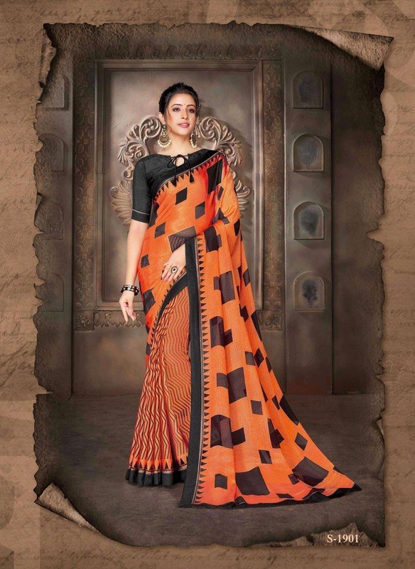 Ambica Bawari Ab-S1901 Orange Brasso Saree