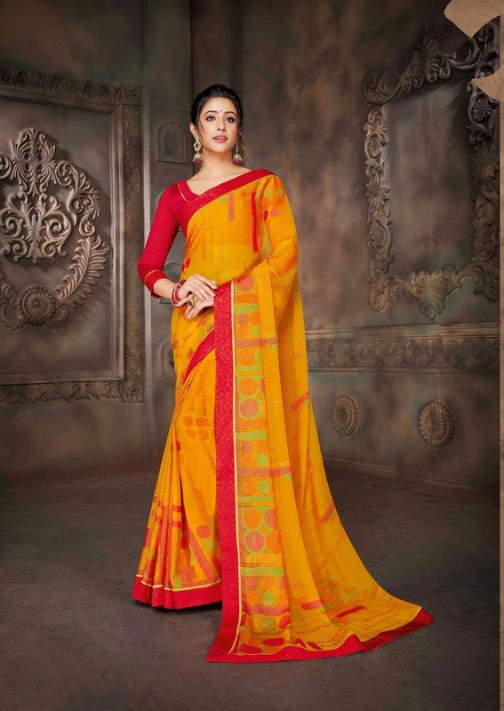 Ambica Bawari Ab-S1906 Yellow Brasso Saree