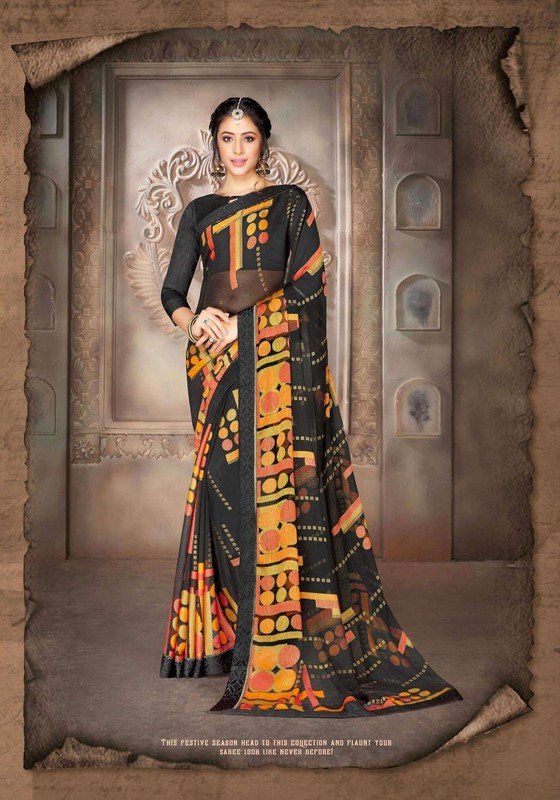 Ambica Bawari Ab-S1910 Black Brasso Saree