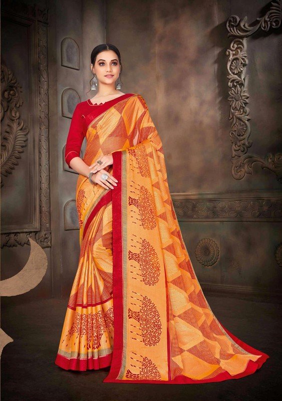 Ambica Bawari Ab-S1922 Orange Brasso Saree