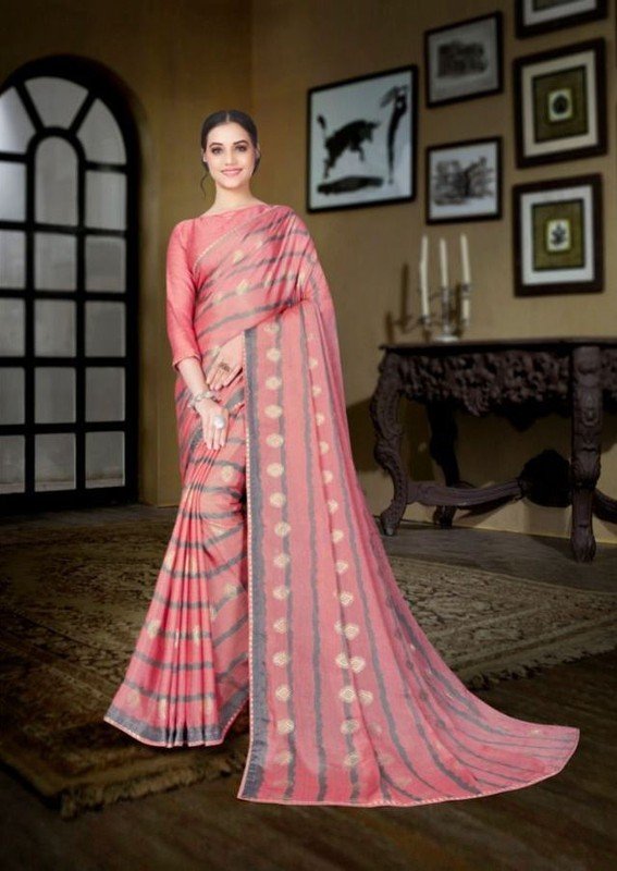 Ambica Jashn Aj-S2101 Pink Brasso Saree