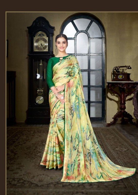 Ambica Jashn Aj-S2107 Yellow Brasso Saree