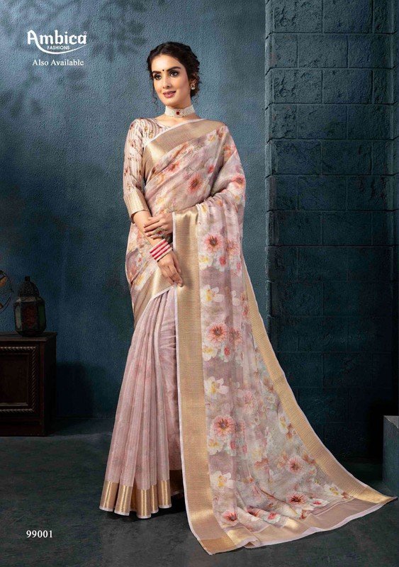 Ambica Preyanshi Am-99001 Pink Cotton Silk Saree