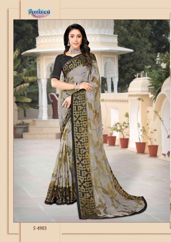 Ambica Rasika Am-4903 Multicolor Brasso Saree