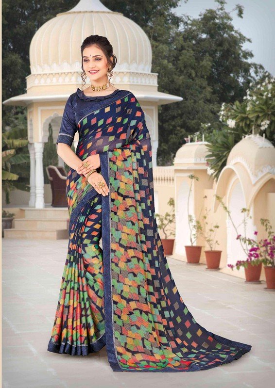 Ambica Rasika Am-4905 Multicolor Brasso Saree