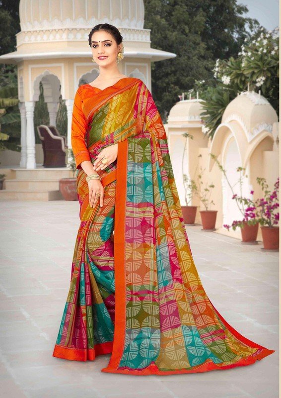 Buy Ambica by Shyamlal Clothing presents Latest Women's Saree with  Unstiched Blouse Piece| Printed| Designer Saree(SR-319) at Amazon.in