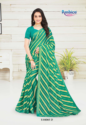 Ambica Bandhan Ab-84065-D Green Brasso Saree