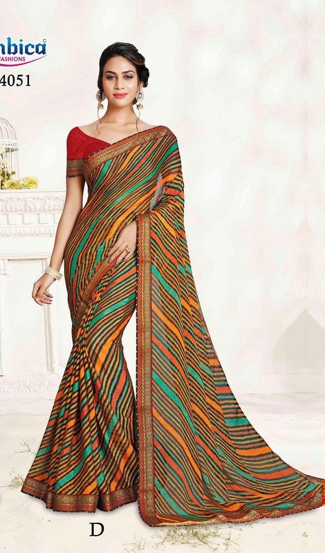 Ambica Brasso Ab-84051-D Multicolor Brasso Saree