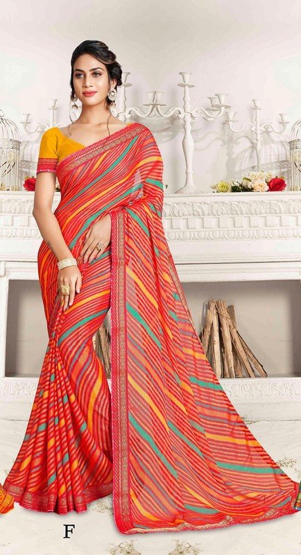 Ambica Brasso Ab-84051-F Red Brasso Saree