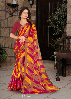 Ambica Niharika Am-84064-A Red Brasso Saree