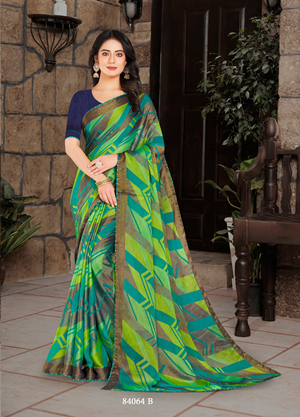 Ambica Niharika Am-84064-B Green Brasso Saree