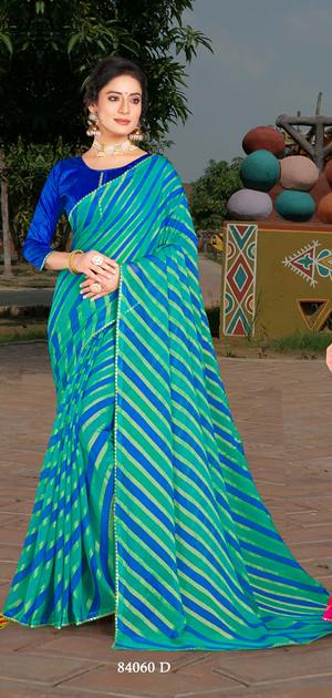 Ambica Panghat Am-84060-D Blue Brasso Saree