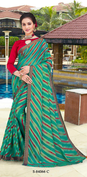 Ambica Shrinagar Am-84066-C Green Brasso Saree