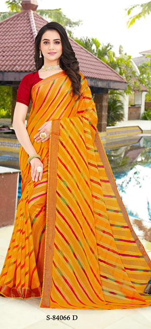 Ambica Shrinagar Am-84066-D Yellow Brasso Saree