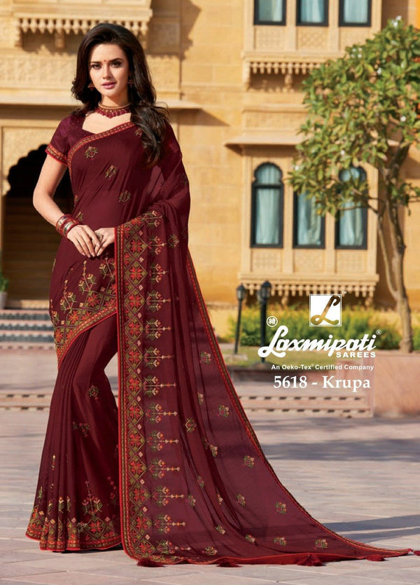 Laxmipati Anokhi 5618 Maroon Chiffon Saree