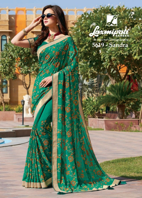 Laxmipati Anokhi 5619 Green Chiffon Saree