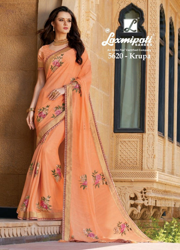 Laxmipati Anokhi 5620 Orange Chiffon Saree