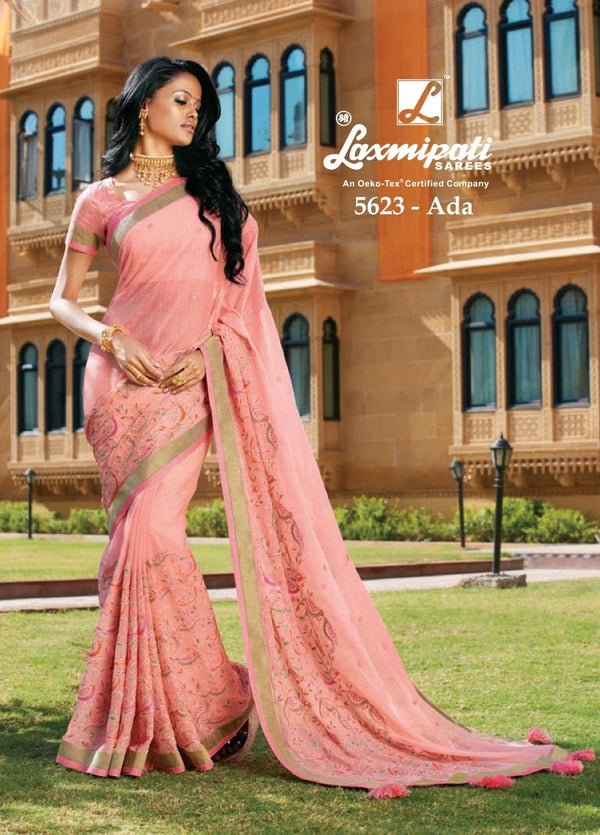 Laxmipati Anokhi 5623 Pink Chiffon Saree