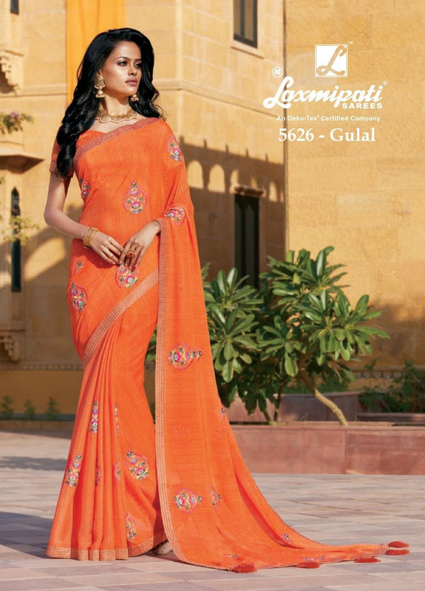 Laxmipati Anokhi 5626 Orange Chiffon Saree