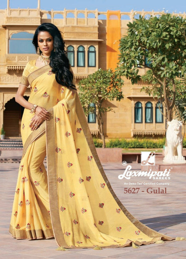 Laxmipati Anokhi 5627 Yellow Chiffon Saree