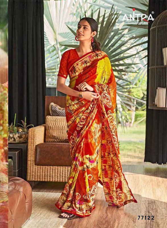 Antra Ardhangini At-A77122 Red Georgette Saree