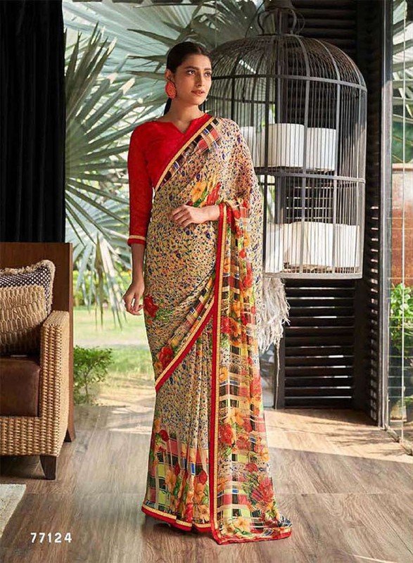 Antra Ardhangini At-A77124 Multicolor Georgette Saree