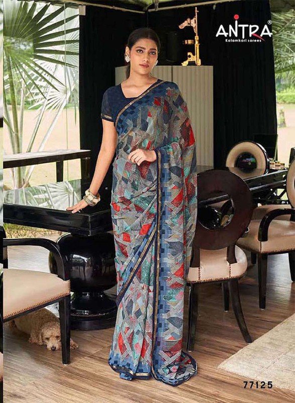 Antra Ardhangini At-A77125 Grey Georgette Saree