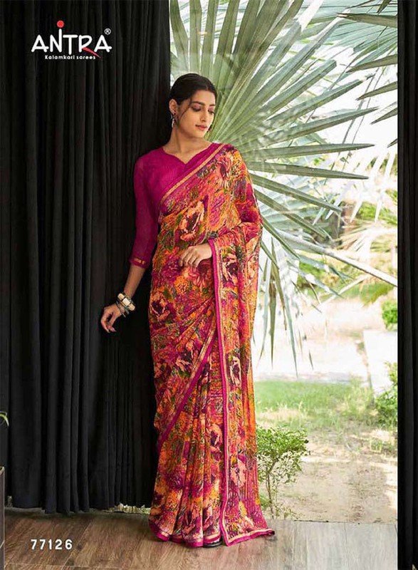 Antra Ardhangini At-A77126 Pink Georgette Saree