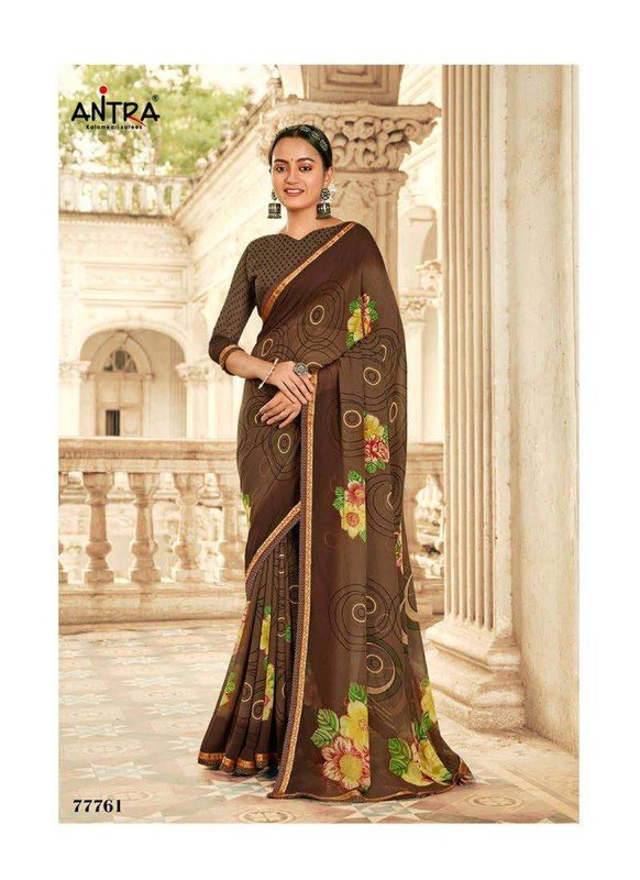 Antra Humrahi At-H77761 Brown Georgette Saree