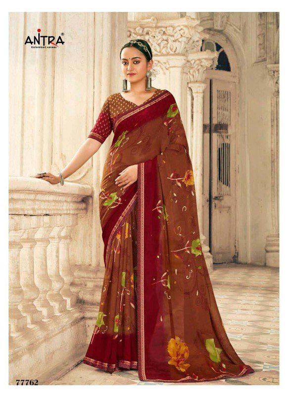 Antra Humrahi At-H77762 Maroon Georgette Saree