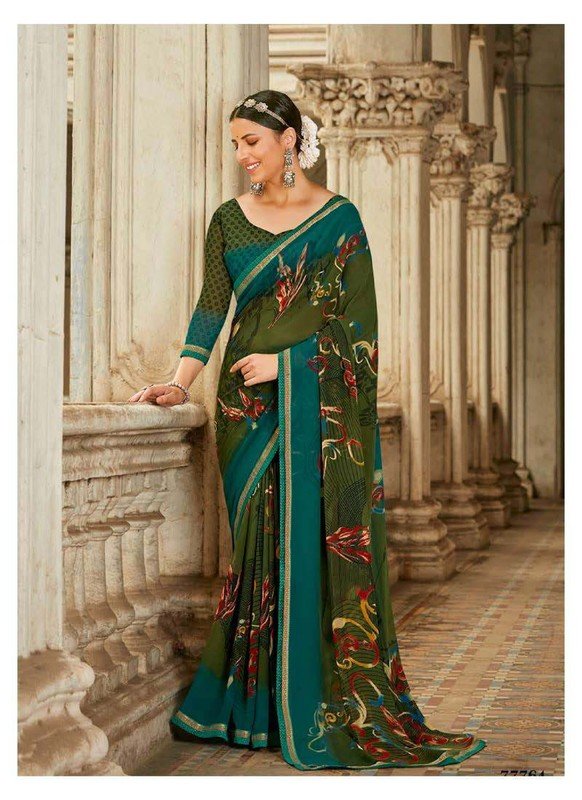 Antra Humrahi At-H77764 Green Georgette Saree