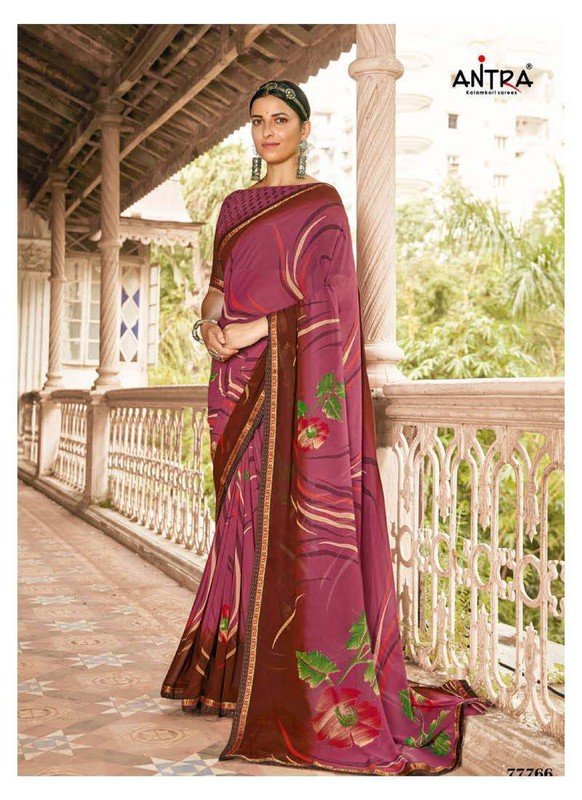 Antra Humrahi At-H77766 Pink Georgette Saree