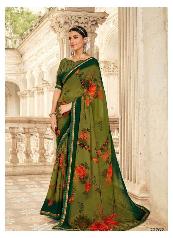 Antra Humrahi At-H77767 Green Georgette Saree