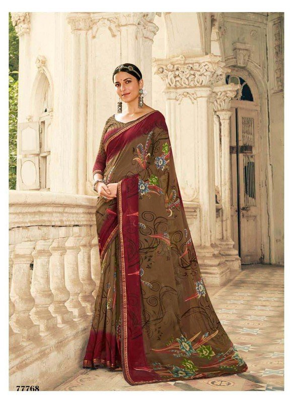 Antra Humrahi At-H77768 Brown Georgette Saree