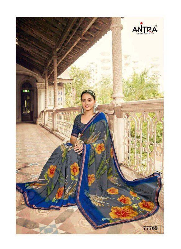 Antra Humrahi At-H77769 Blue Georgette Saree