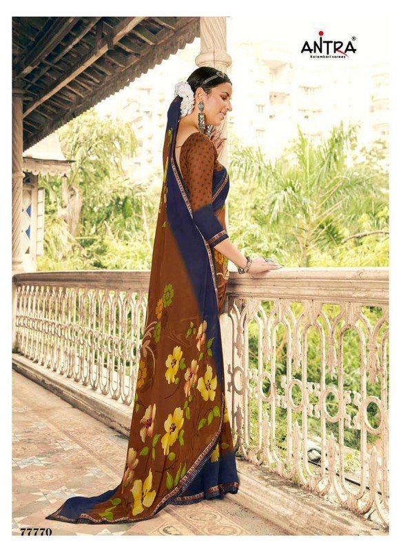 Antra Humrahi At-H77770 Brown Georgette Saree